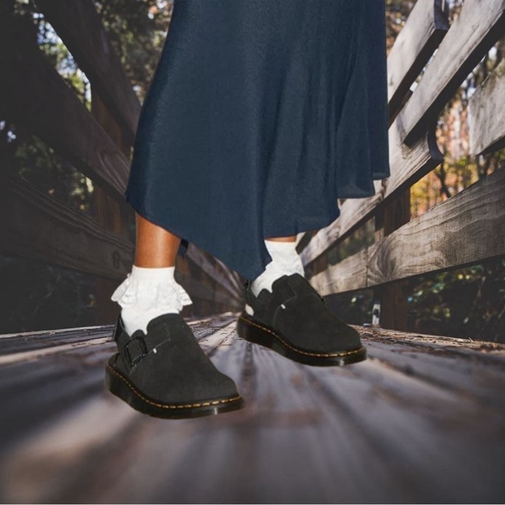 SOLD Unisex Dr Martens Jorge II Suede Slingback Mules Shoes Black — E.H.Suede